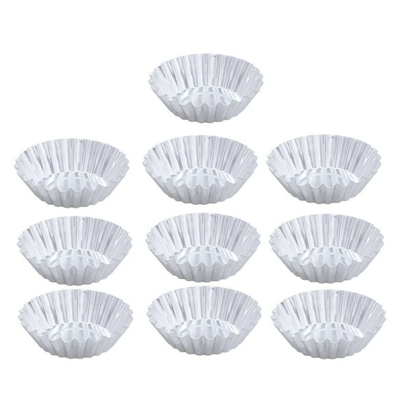 Raindrops Egg Tarts Mould Easy-Release Nonstick Silver Metal Baking Cups for Cakes and Tartlets 24Pcs