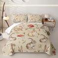 thumbnail image 2 of Erosebridal Watercolor Brown Rabbit Twin Quilt Set for Boys Girls, Mushroom Plant Twin Coverlet Set, 2pcs, 2 of 7