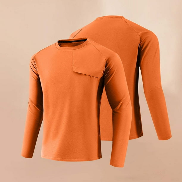 Blusas y camisas de manga larga y cuello redondo para hombre, informales, a la moda, de color liso, para correr, fitness, de alta elasticidad, de manga larga y cuello redondo, para ejercicio, de polié