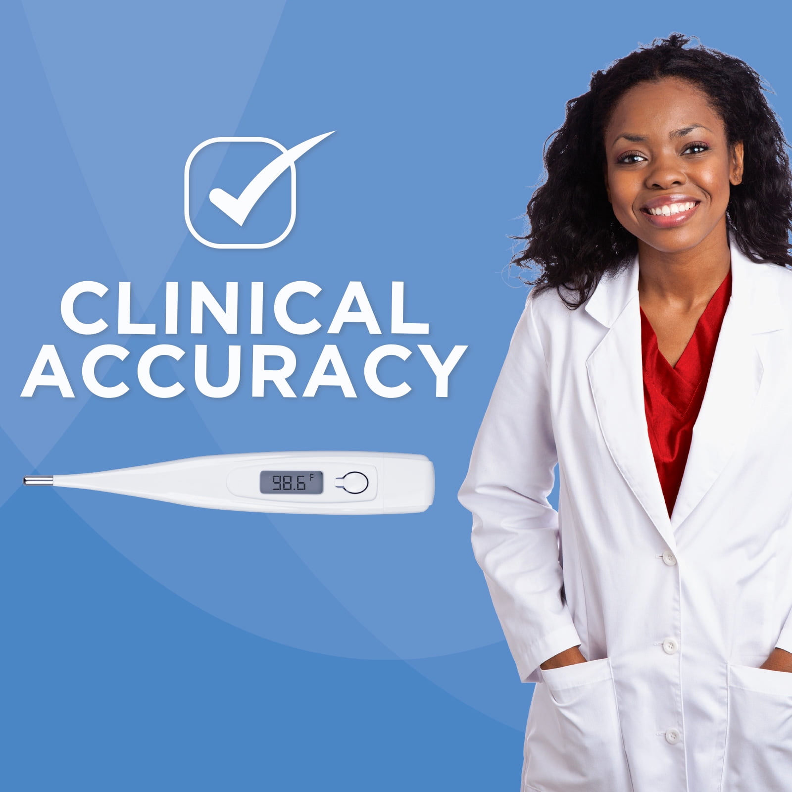 Veridian 60-Second Digital Thermometer | Fever Alert | Clinical Rigid Tip | Case & Probe Covers