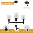 thumbnail image 6 of Studyset 3-Light Chandelier for Dinning Room Kitchen Farmhouse Chandelier with Clear Glass Kitchen Island Pendant Ceiling Lighting Industrial Metal Hanging Fixture for Foyer Living Room, Height Adjust, 6 of 7