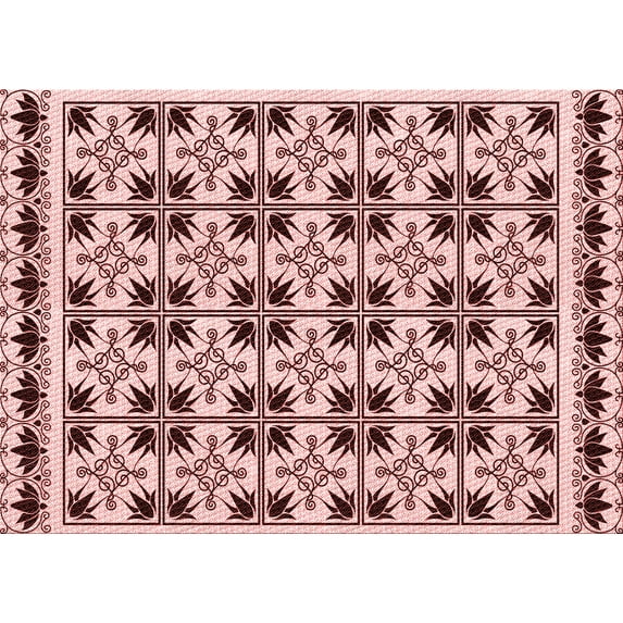 Ahgly Company Machine Washable Indoor Rectangle Transitional Brown Red Area Rugs, 8' x 10'