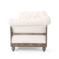 thumbnail image 4 of Benjara Ober Sofa, Rivets Chesterfield Button Tufted Beige, 86 Inch, Natural Brown, 4 of 5