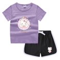 thumbnail image 3 of Hello Kitty-ropa para niños y niñas, Camiseta estampada bonita + Pantalones cortos, sudadera de cuello redondo de algodón puro, traje de camisa Base informal, 3 of 5