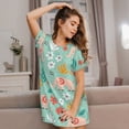 thumbnail image 3 of Kdxio Elephant and Flowers Pattern Womens Short Sleeve Sleepshirt Scoopneck Cute Nightdress Ruffle Comfy Nightgown, 3 of 6