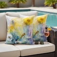 thumbnail image 5 of Dragonfly Flower Pillow Covers 2 Pack Spring Watercolor Yellow Floral Plant Farmhouse Pillowcase Waterproof Outdoor Throw Pillow Cover for Patio Garden Square Cushion 26”x26”, 5 of 9