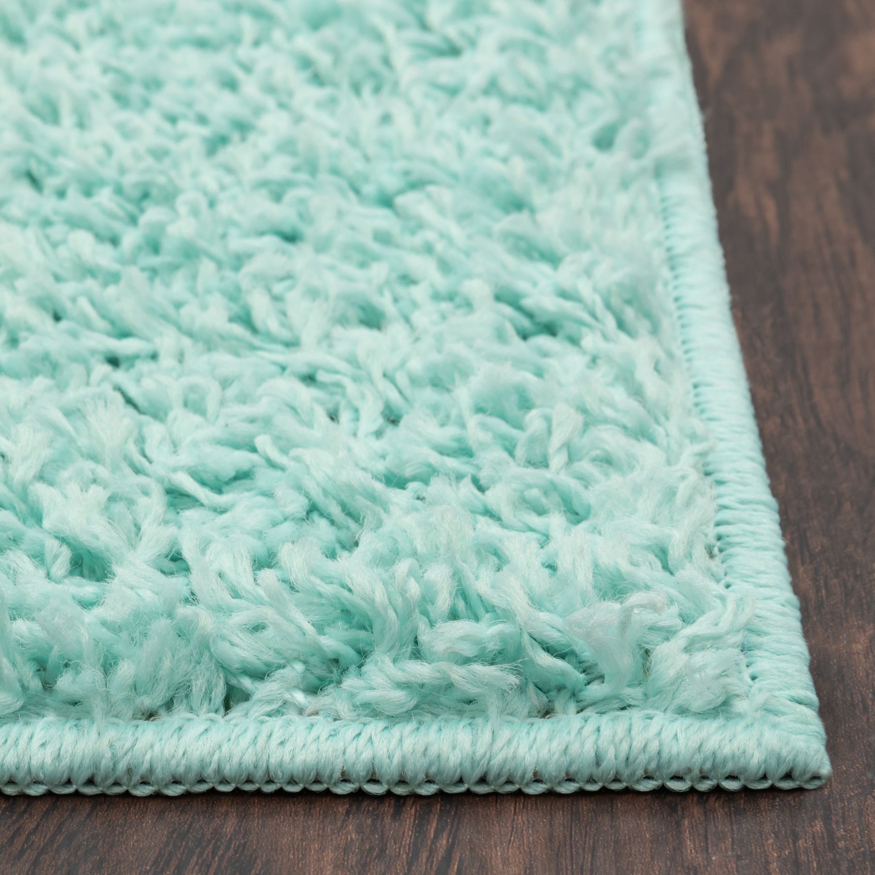 Mainstays Solid Aqua Tufted Shag Indoor Area Rug, 5'X7'