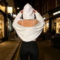 thumbnail image 2 of Jane Wardrobe Mesh Rhinestone Cutout Back Hoodie Women's Oversized Long Sleeve Layering Sweatshirt 1PC S-XXL Plus Size Friendly, 2 of 7