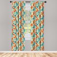 thumbnail image 4 of Ambesonne Mosaic Window Curtains, Triangles in Polygonal Style, Each 28" W x 95" L, Burnt Orange and Blue, 4 of 4