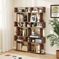 thumbnail image 2 of Gymax 2PCS 6-tier Storage Bookshelf Tall Display Shelf w/ Anti-toppling Kits Brown, 2 of 10