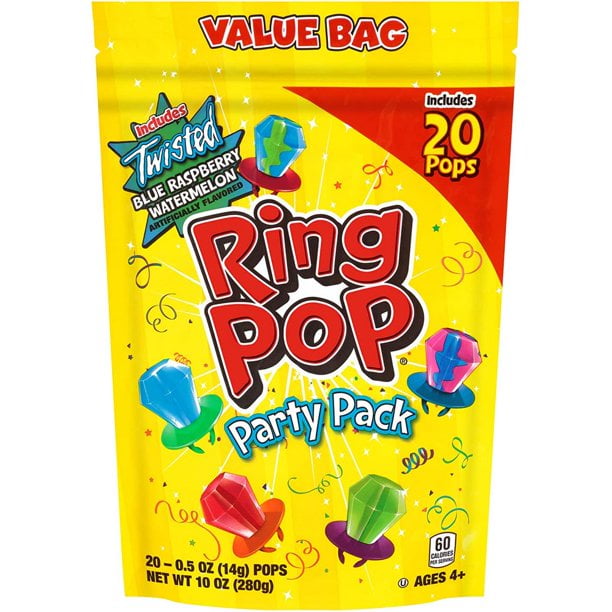 Ring Pop Individually Wrapped Bulk Lollipop Variety Party, Lollipop Suckers w/ Assorted Flavors Fun Candy for Birthdays and Celebrations, Original, 20 Count