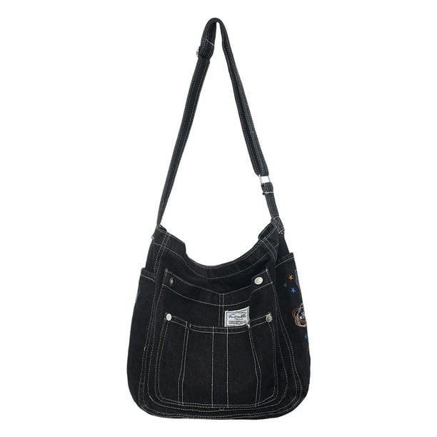 Bolso Bandolera para Mujer Bolsos Casual para Fin Semana (Negro)