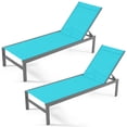 thumbnail image 1 of Costway Lot de 2 Chaises Longues de Patio à 6 Positions en Aluminium, Fauteuil Inclinable Réglable, Turquoise, 1 of 9