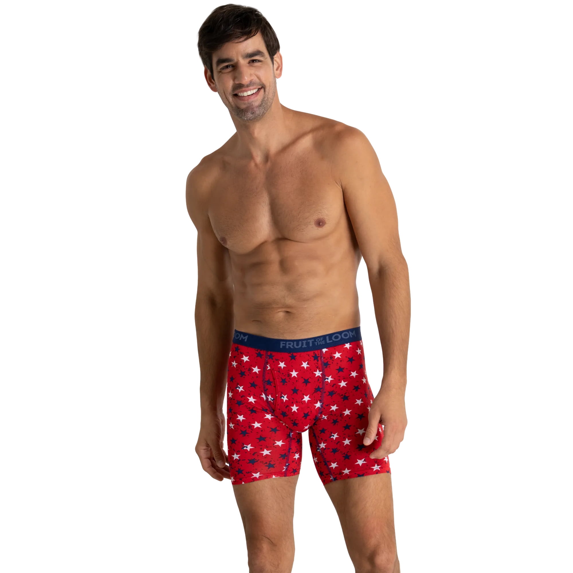 Fruit of the Loom Men's Americana Stretch Boxer Briefs, Moisture Wicking Underwear, 3-Pack