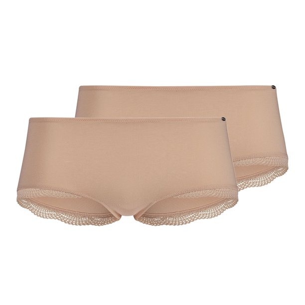 SKINY braguitas para mujer, pack de 2 - Cheeky Panty DP, Classic Cotton, encaje, algodón elástico Beige 2XL (XX-Large)