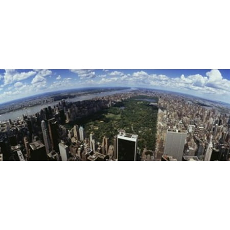 Aerial view of buildings in a city Manhattan New York City New York State USA Canvas Art - Panoramic Images (15 x