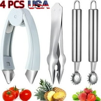 4-Piece Strawberry Huller & Tomato Corer Set - Stem Remover Tool for Strawberry, Potato, Pineapple