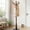 Antique color, variant on PUKNLY Wooden Coat Rack Freestanding, Hall Tree Hanger with Resin Hooks, Adjustable Heavy Duty Coat Stand for Hanging Clothes, Bags, Hats, and Umbrellas in Living Room, Bedroom, Entryway, and Hallway