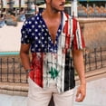 thumbnail image 2 of New American Independence Day Short Sleeve Shirt Printed Men's Casual Beach Top SummerL, 2 of 5