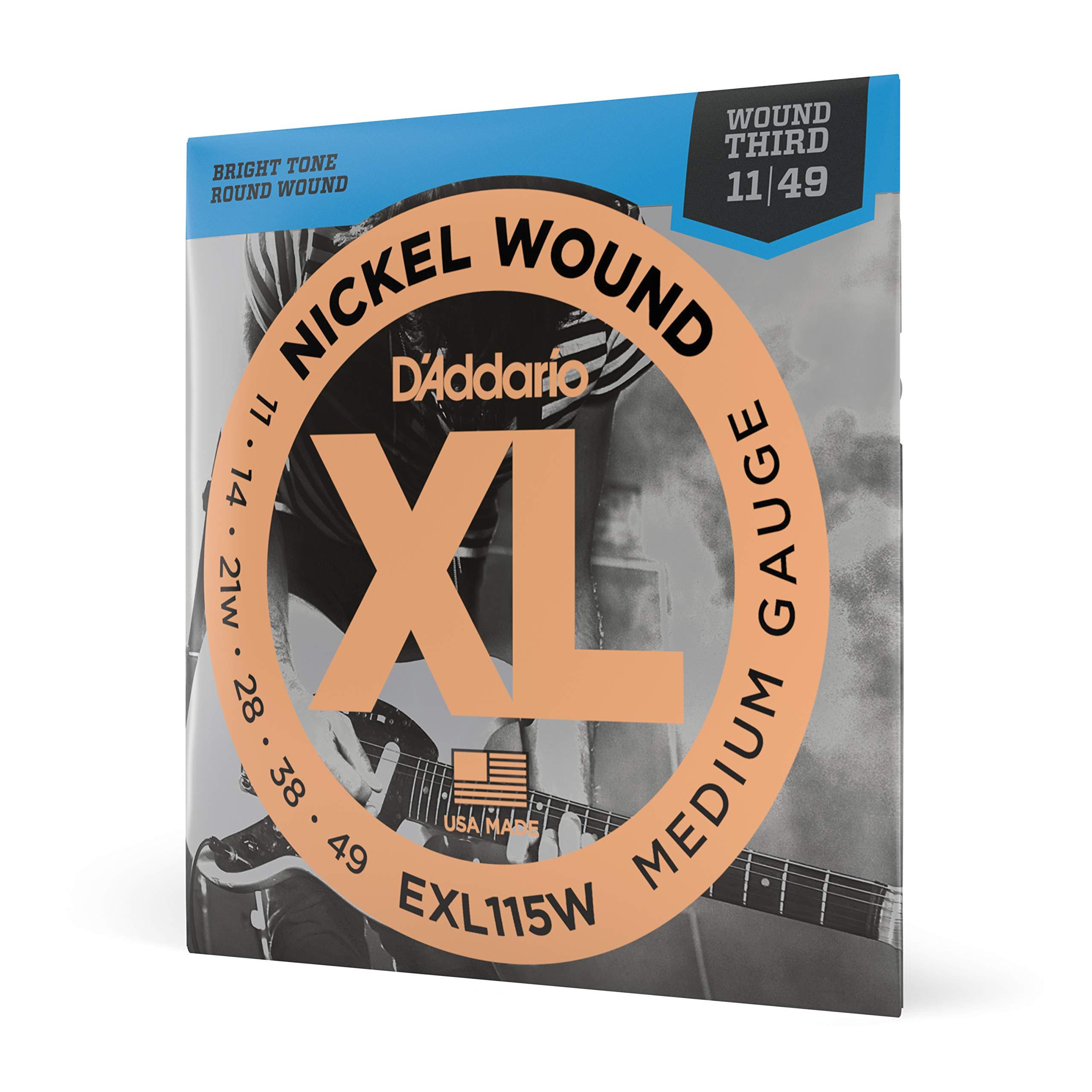 D'Addario Nickel Wound Electric Guitar Strings (EXL115W) 1Pack Med