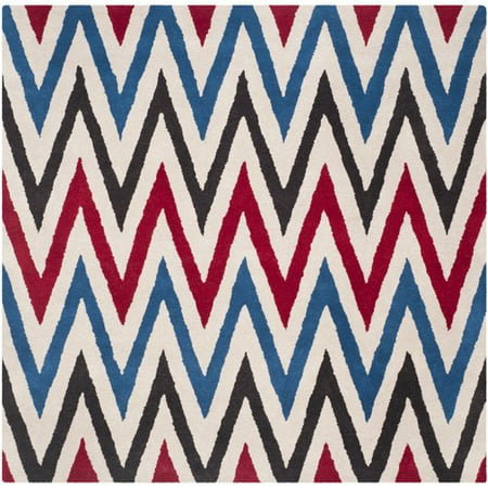 7 ft. Square Area Rug in Multicolor The Chatham collection is a sophisticated contemporary rug that uses a chevron design. Made in India with a 100% wool pile  this rug is highlighed with Moroccan patterns with modern colors. Features: Color: Ivory / Multi Material: Wool Weave: Hand Tufted Shape: Square Design: Contemporary Collection: Chatham Specifications: Rug Size: Square 7