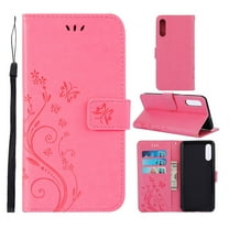 Samsung Galaxy A50 Wallet Case, Dteck Embossed Flower PU Leather Magnetic Flip Stand Case Cover [Built-in Card Slots][w/ Hand Strap] For Samsung Galaxy A50, Pink