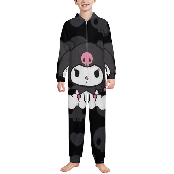 Kuromi And My Melody Hooded Union Suit Pajama Soft Comfy PJs Sleepwear