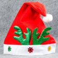 thumbnail image 1 of Sombreros de Navidad con lentejuelas, cuernos de ciervo, copos de nieve, terciopelo rojo, puños blancos, 1 of 4