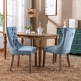 thumbnail image 4 of Wooden Dining Chairs Set of 2, Velvet Upholstered Dining Room Chairs with Nailhead Trim and Loop Pull Trim for Kitchen Room, 4 of 9