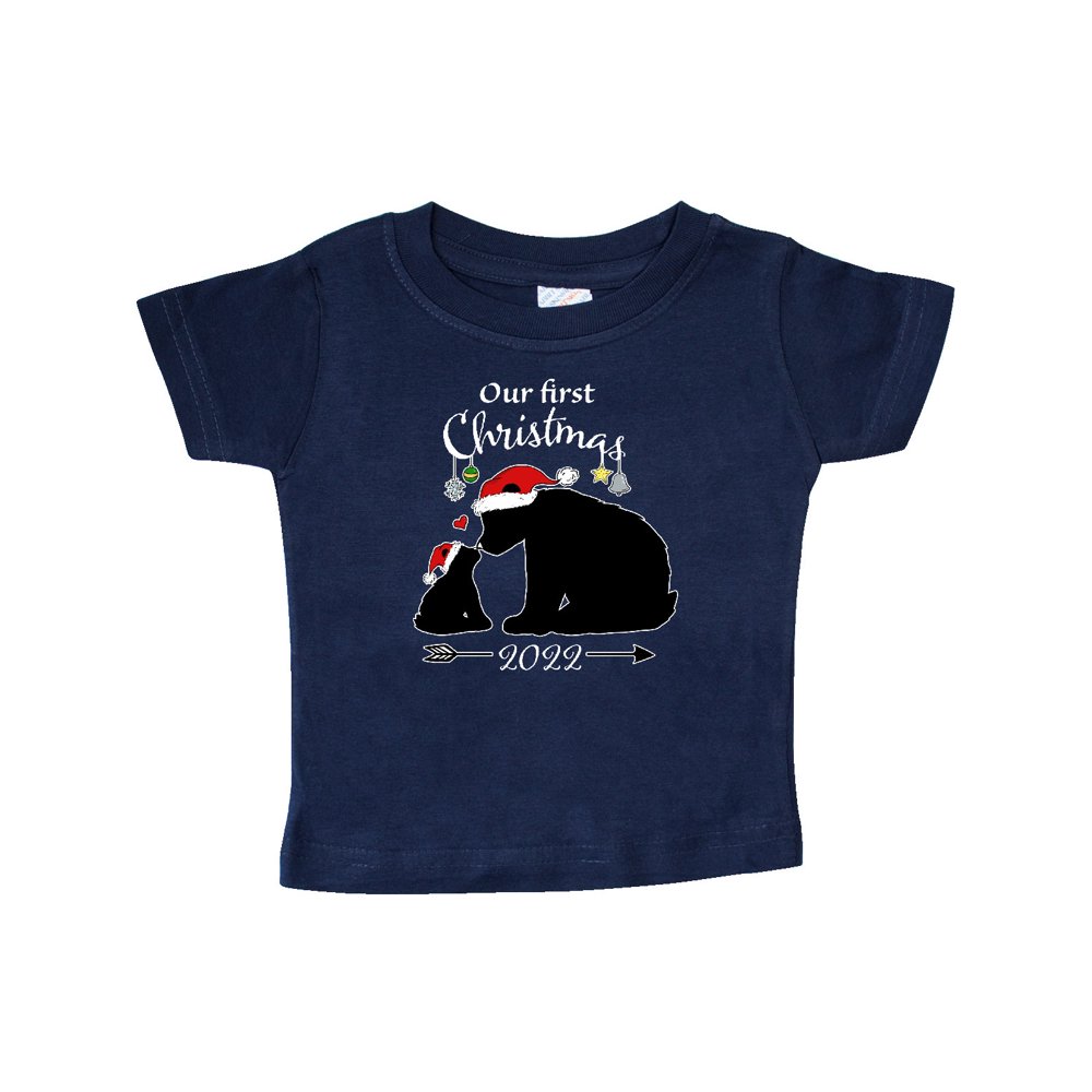 2022 Christmas Bear Inktastic Our First Christmas Bears in Santa Hats with Ornaments 2022