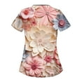 thumbnail image 3 of YDKZYMD Scrubs for Women Top and Bottom Set Floral Flowers Graphic V Neck Nurse Uniform Scrub Shirt Plus Size with Pockets Jogger Scrub Tops Short Sleeve Workwear Petite Scrubs Watermelon Red L, 3 of 3