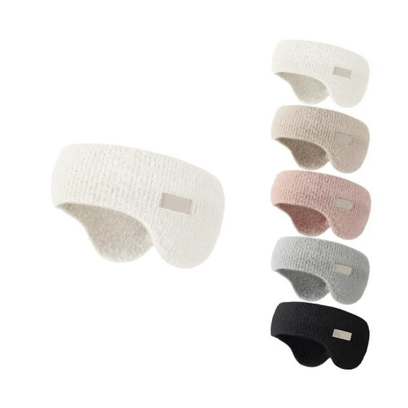 Fleece Ear Warmer Headband for Men Women, Winter Running Headband Ear Covers for Cold Weather Ear Muffs for Jogging Skiing Hiking Cycling Beige Free