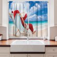 thumbnail image 2 of Ambesonne Santa Kitchen Curtains, Relaxing at Exotic Beach, 55"x45", Blue Sand Brown Red, 2 of 3