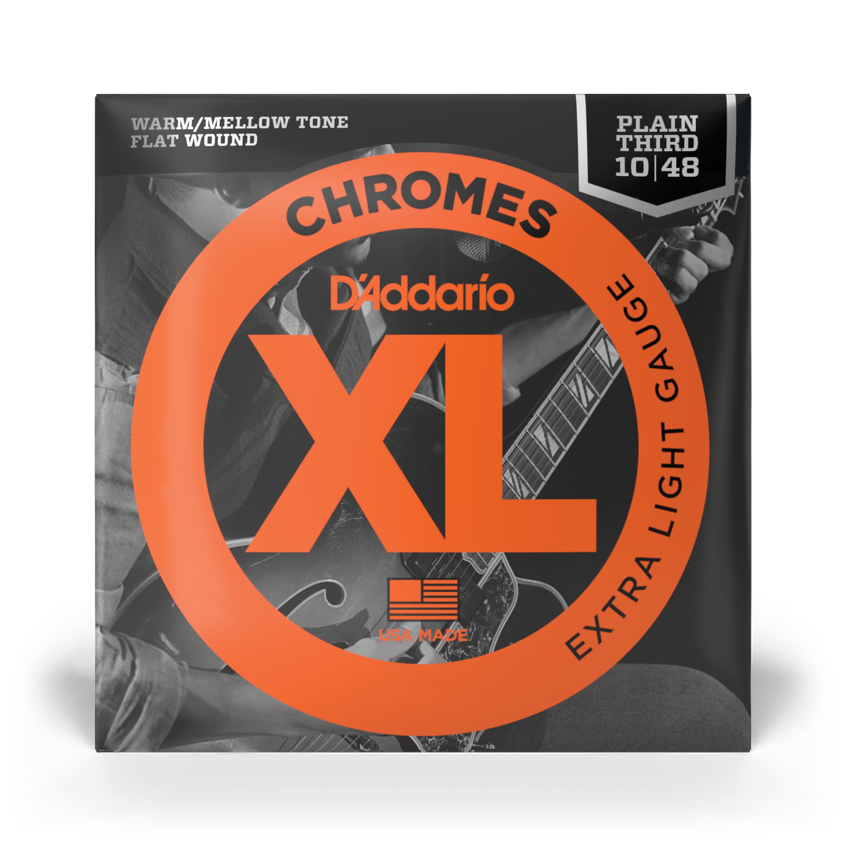 D'Addario Guitar Strings 2 Sets Flatwound Chromes Extra Light 10-48 Plain 3rd