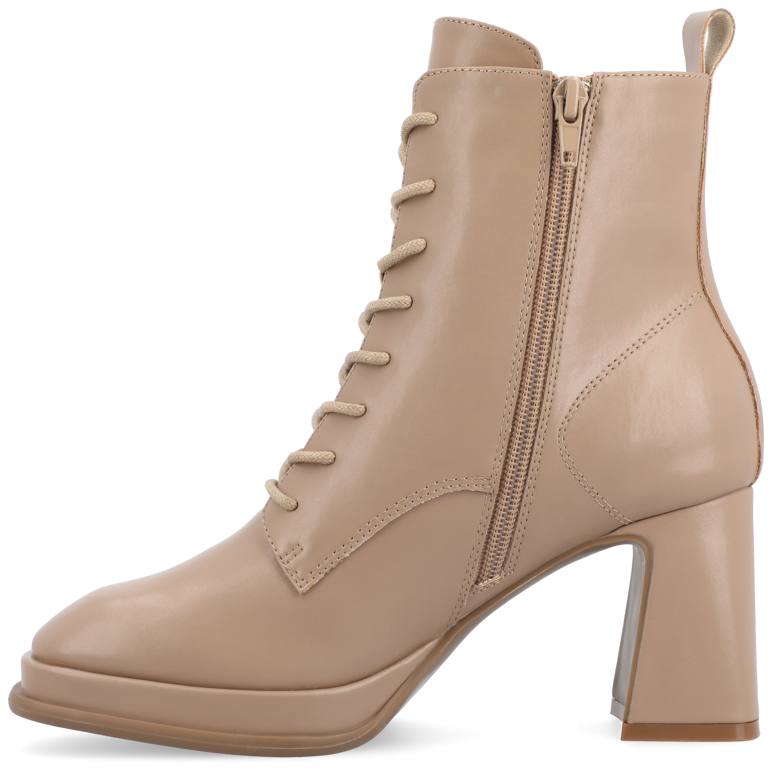 Journee Womens Kalindi Lace Up and Zip Entry Square Toe Booties, Widths Available