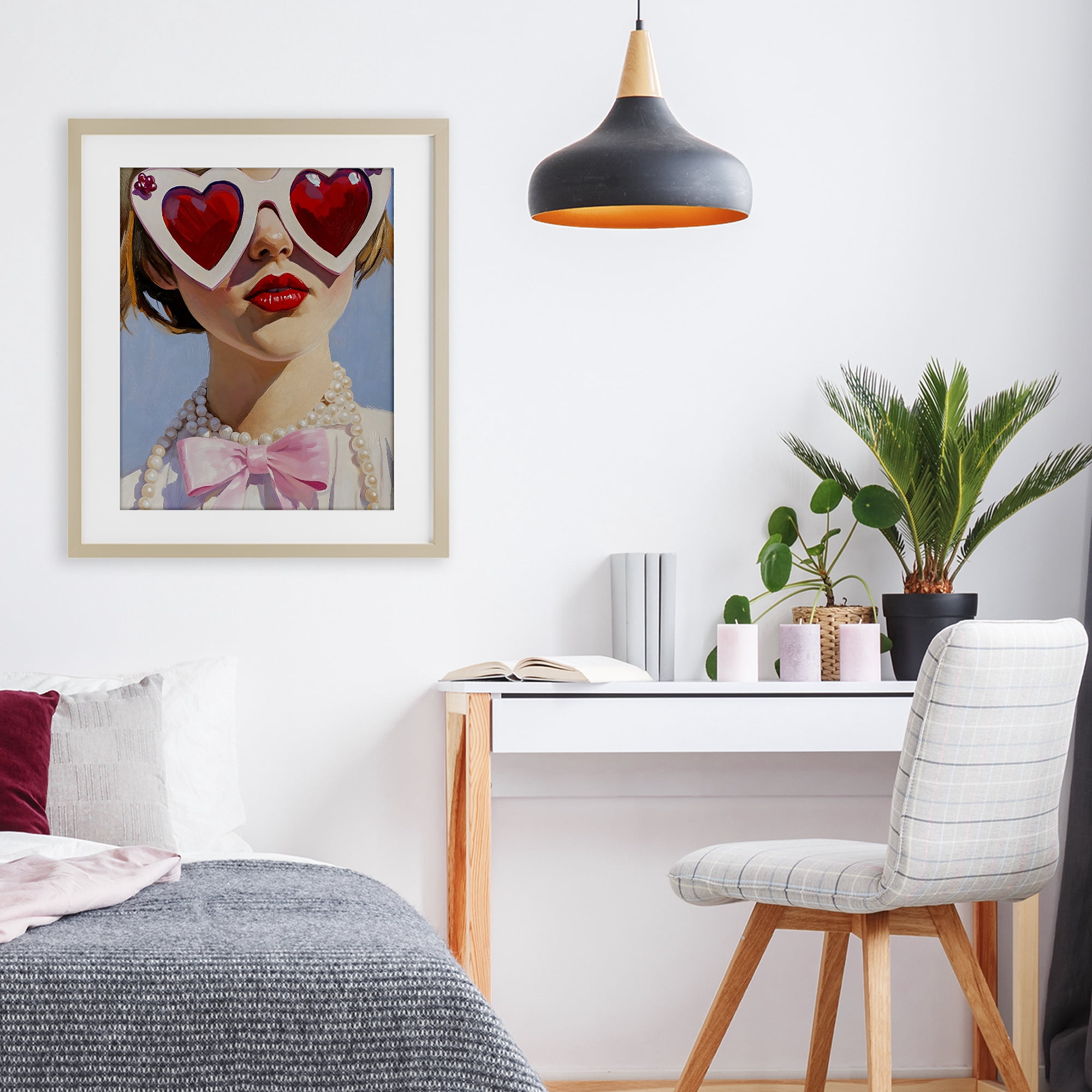 Stupell Industries Romantic Red Heart Glasses Birch Framed Print Under Glass, design by The Prints Vibe