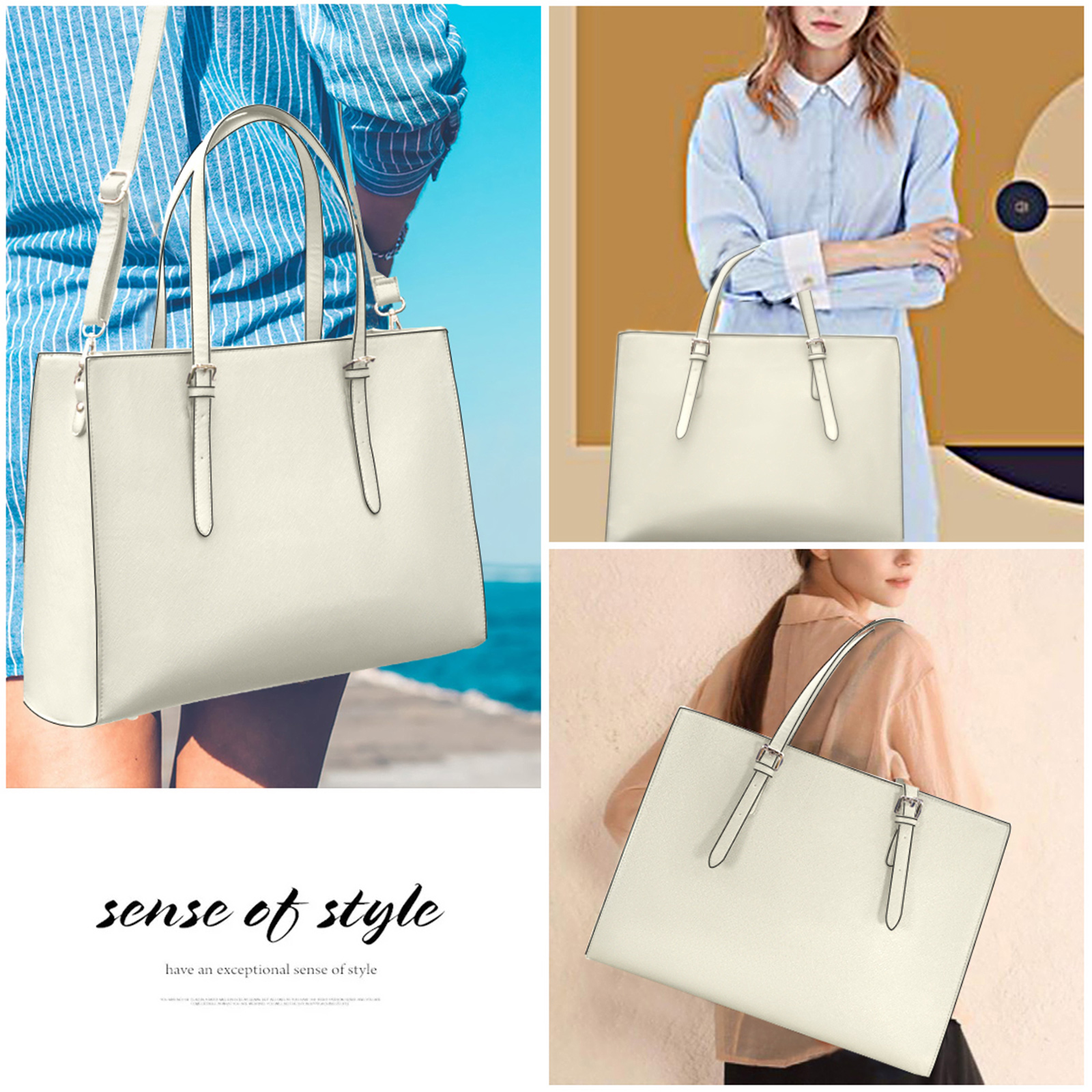 HangBag for Women 15.6 Inch Computer Tote Bag Waterproof Lightweight Leather Business Office Briefcase Large Capacity Handbag Shoulder Bag Professional Office Work Bag