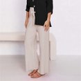 thumbnail image 4 of Pantalones De Pierna Ancha Pantalones De Cintura Alta Cómodos Elásticos Acanalados De Moda para Viajes En Casa Oficina Compras Albaricoque S, 4 of 7
