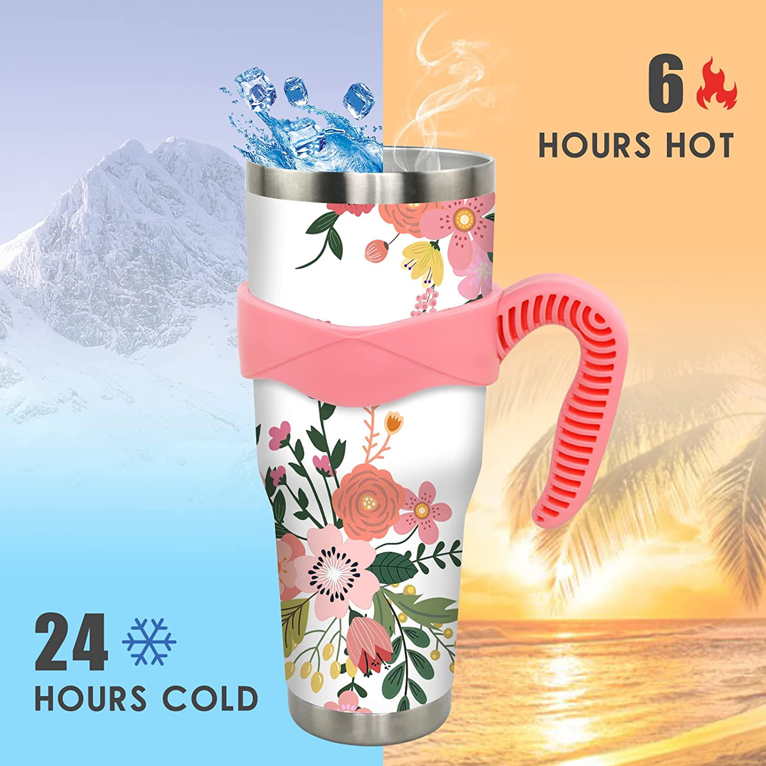 Birth Flower 40 Oz Tumbler with Handle and Straw, Personalized Tumbler with  Name Insulated Cup Reusable Stainless Steel Water Bottle Travel Mug Gifts
