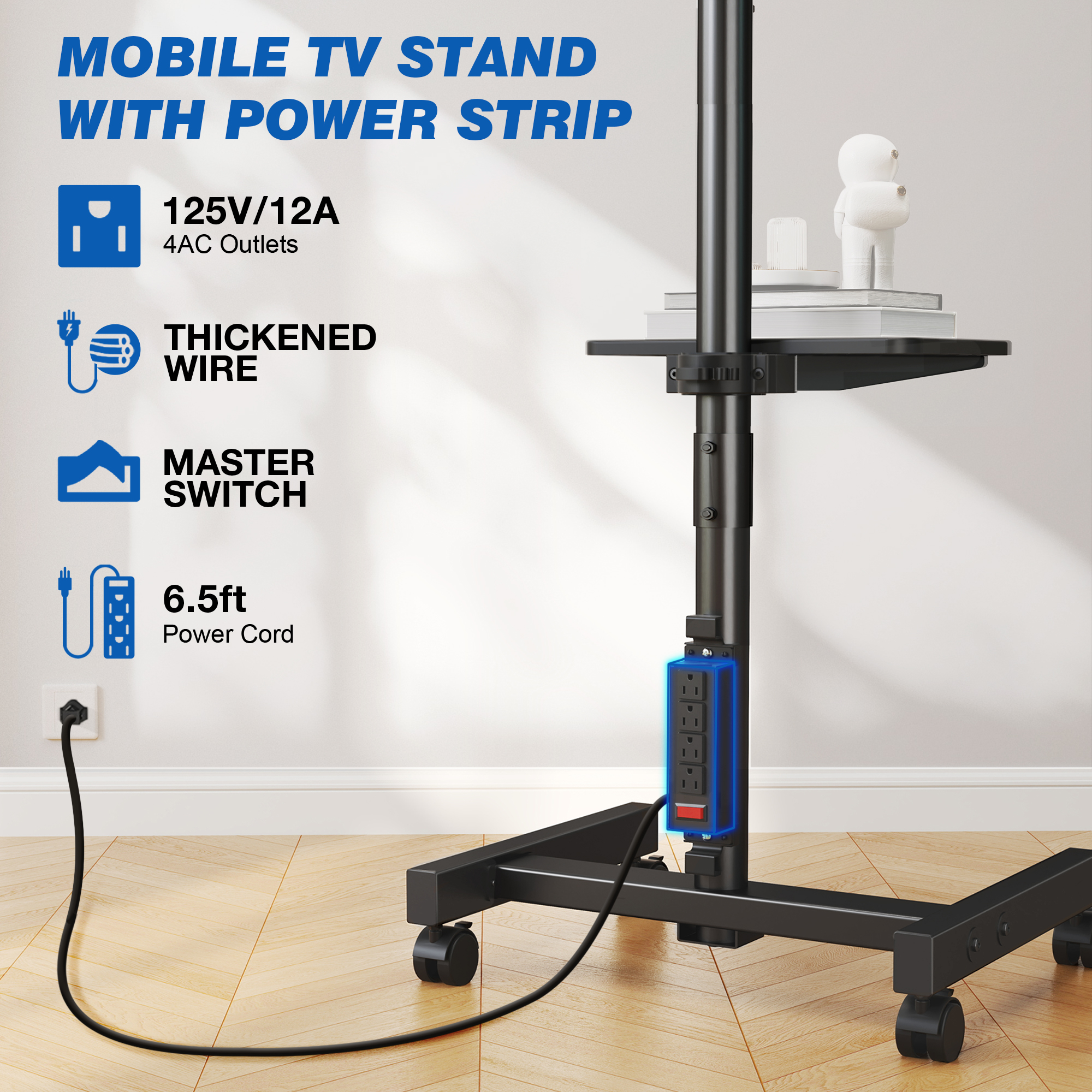 RTVR Rolling Mobile TV Stand for 13-50" TVs photo 5
