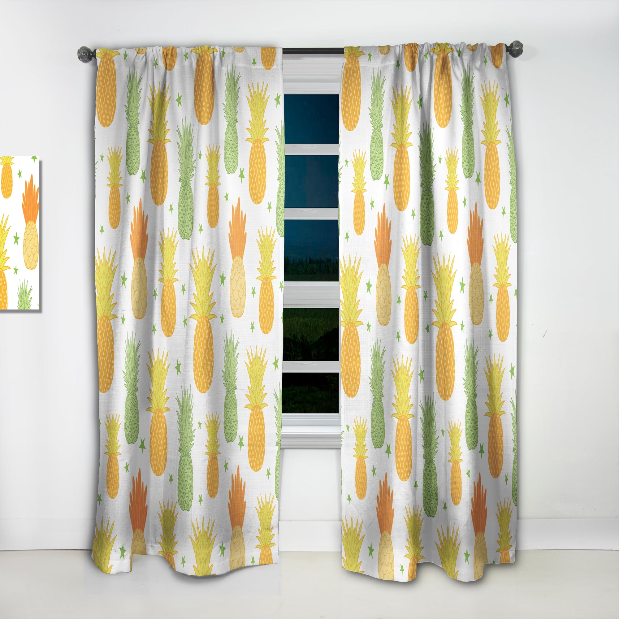 Designart 'Pineapple Summer Bliss Retro II' Mid-Century Modern Curtain Panel