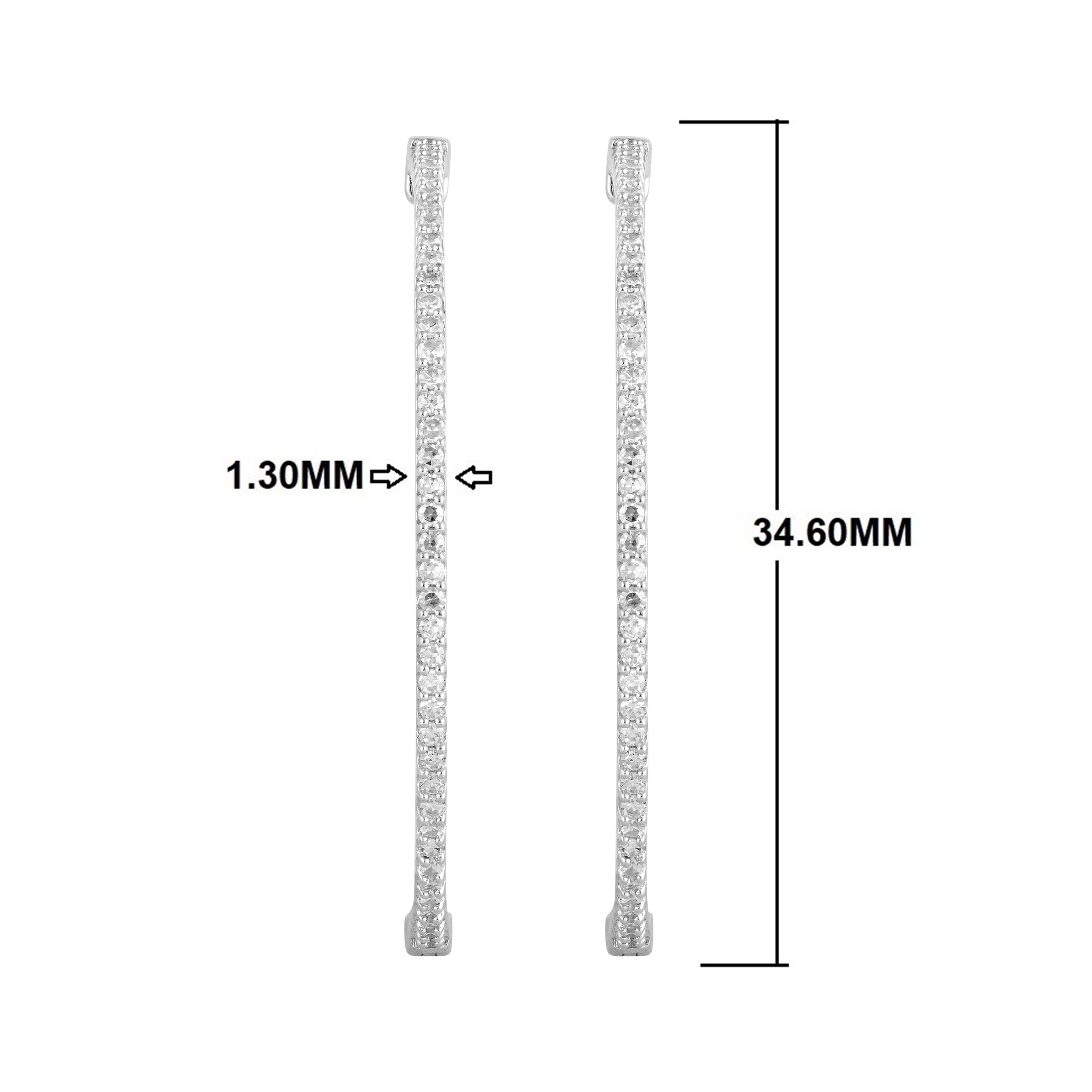 Unique Moments 3/4 Ct Lab Grown Diamond Inside Out Hoop Earring in Silver for Women (H-I, SI-I1)