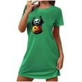 thumbnail image 3 of Taqqpue Womens Halloween Cotton Nightgown Short Sleeves Round Neck Sleepshirt Print Nightshirt Casual Knee Length Plus Size Sleep Dress Pullover with Chest, 3 of 3