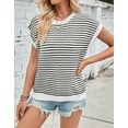 thumbnail image 5 of Sweater Vest Women Trendy Casual Striped Knit Crew Neck Sleeveless Pullover Tank Top Cap Sleeve Lightweight Spring Fall Alsol Lamesa, 5 of 6