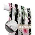 thumbnail image 6 of Swag Curtains, Welcome Spring Pink Flower Black and White Stripes Rod Pocket Kitchen Curtains Valances Tier Curtains Swag Valance Curtains for Bedroom Living Room 28" x 36", 2 Panels, 6 of 6