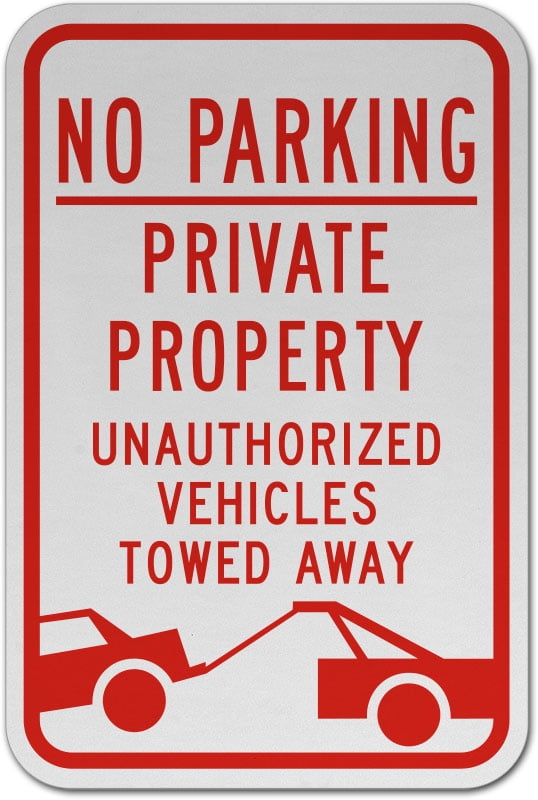Private No Parking Sign 8" x  8" 