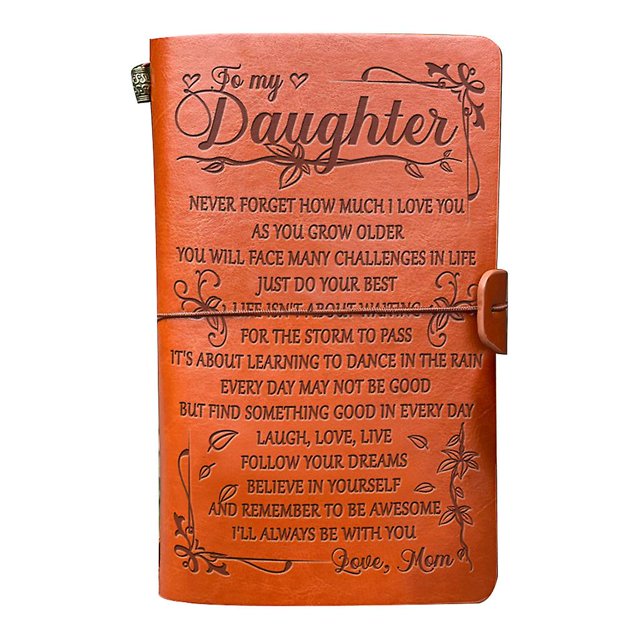 Cuaderno de bocetos de cuero vintage, diario hecho a mano, cuaderno, diario, cuenta a mano para mi hija, agenda, bloc de notas, 373