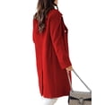 thumbnail image 4 of Fangasis Women Coat Double-breasted Outwear Turn Down Collar Jacket Ladies Casual Trench Coats Fashion Party Overcoat Wine Red XS, 4 of 5