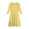 thumbnail image 4 of Abcomgle Girls Maxi Dresses 7-16 A-Line Ruffle Long Sleeve Maxi Dress Polka Dot Crew Neck Sundresses Formal Tiered Dresses with Pockets,Yellow, 4 of 5