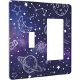 thumbnail image 2 of NICKSUN Galaxy Space Purple Combination Wall Plate, 2 Gang 1 Toggle 1 Rocker Outlet Cover Decorative Switch Plate for Office Home Decor, 4.5 x 4.5 Inch, 2 of 7